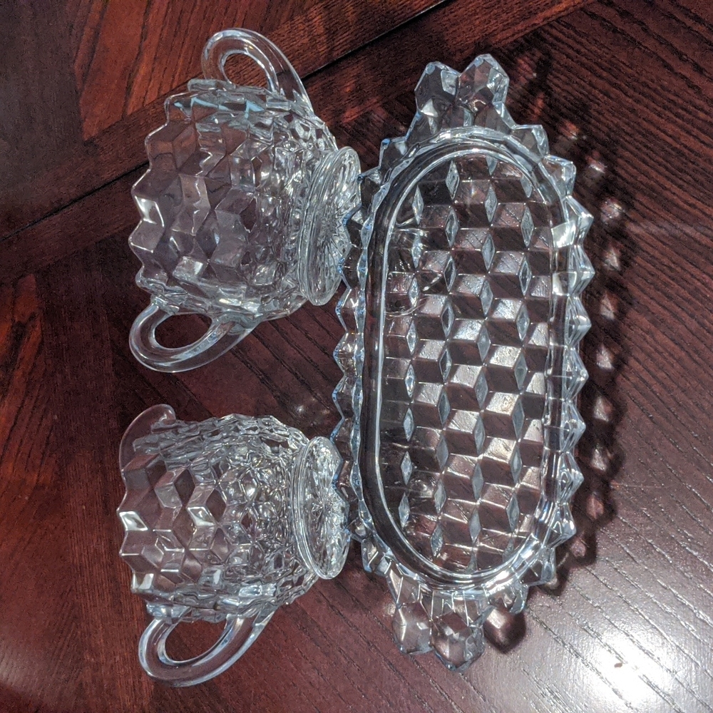 Crystal Coffee Creamer & Sugar Serving Set